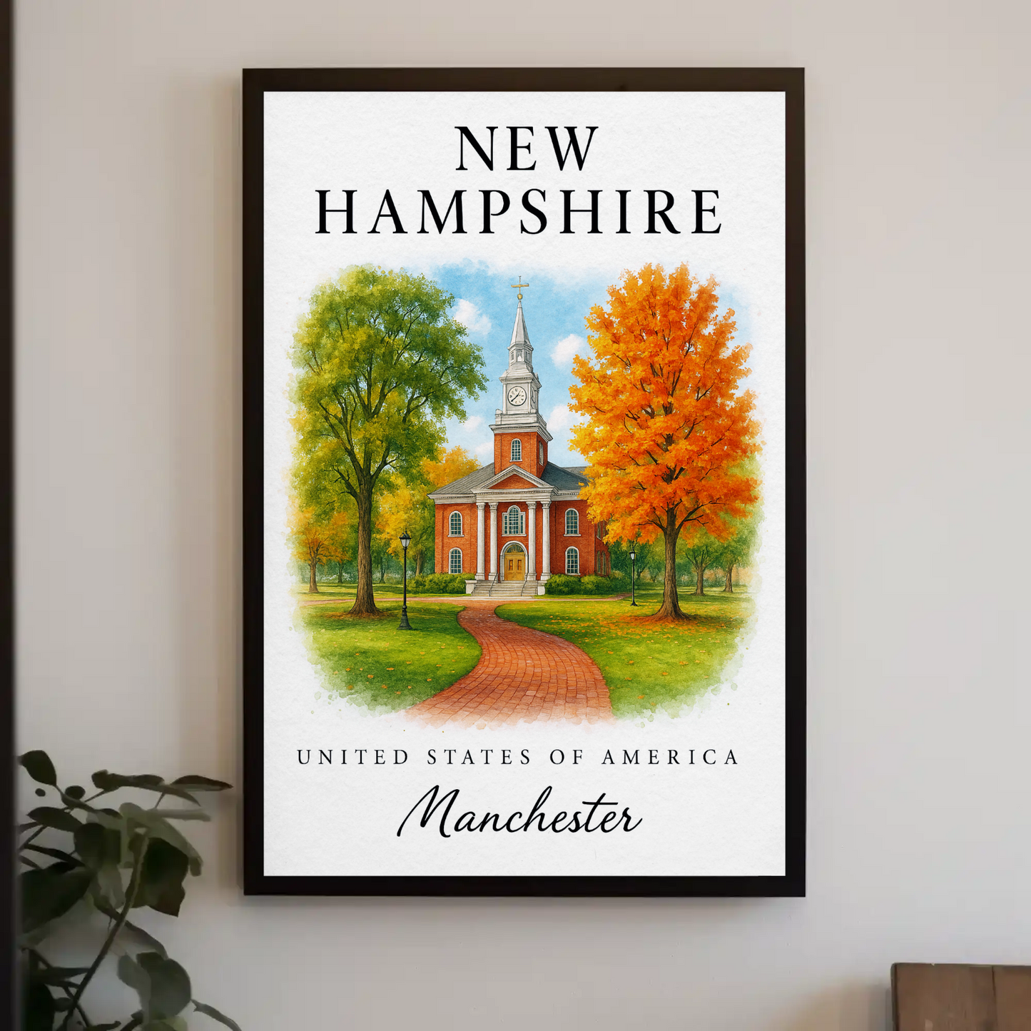 New Hampshire, Manchester Signature Series Vintage Travel Poster