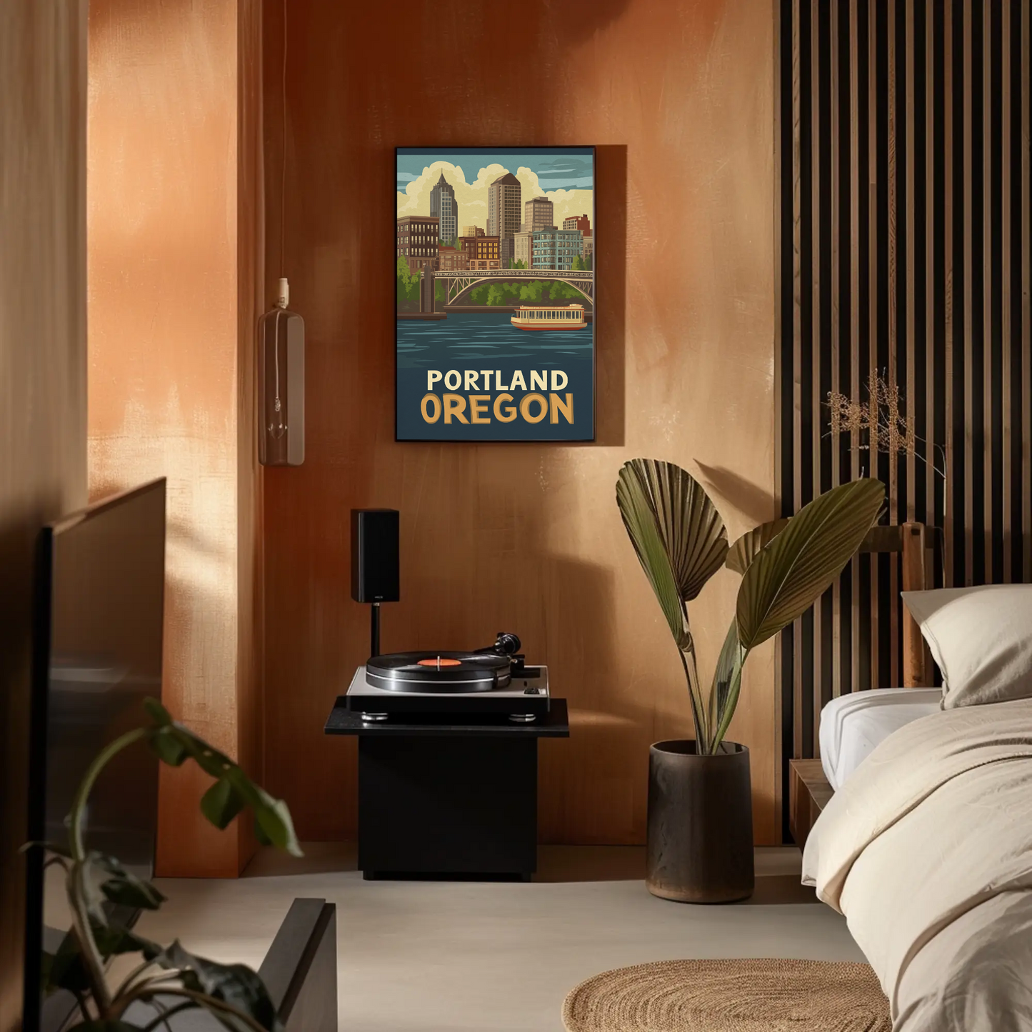 Portland Oregon Cityscape Vintage Poster