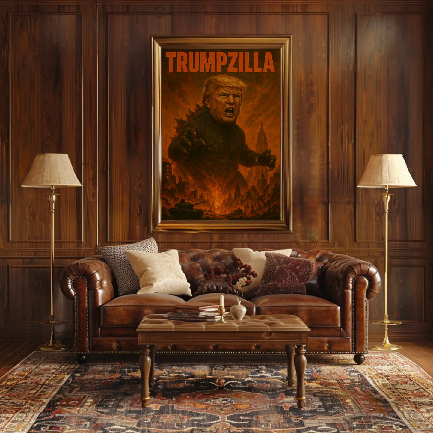 Trumpzilla Parody Vintage Travel Poster Funny Political Art
