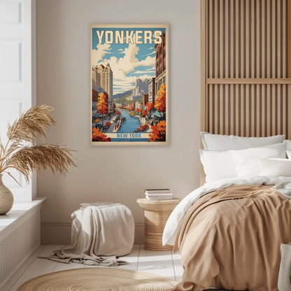 Yonkers New York Cityscape Vintage Travel Poster