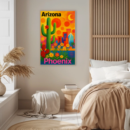 Arizona Phoenix Skyline Vintage Travel Poster Art