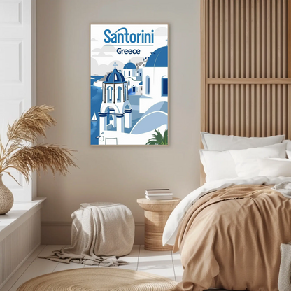 Santorini, Greece Vintage Style Poster
