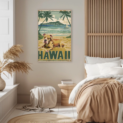 Hawaii Beach Dog Travel Poster