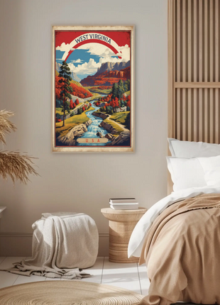 West Virginia Canyon River Mountainscape Vintage Travel Poster