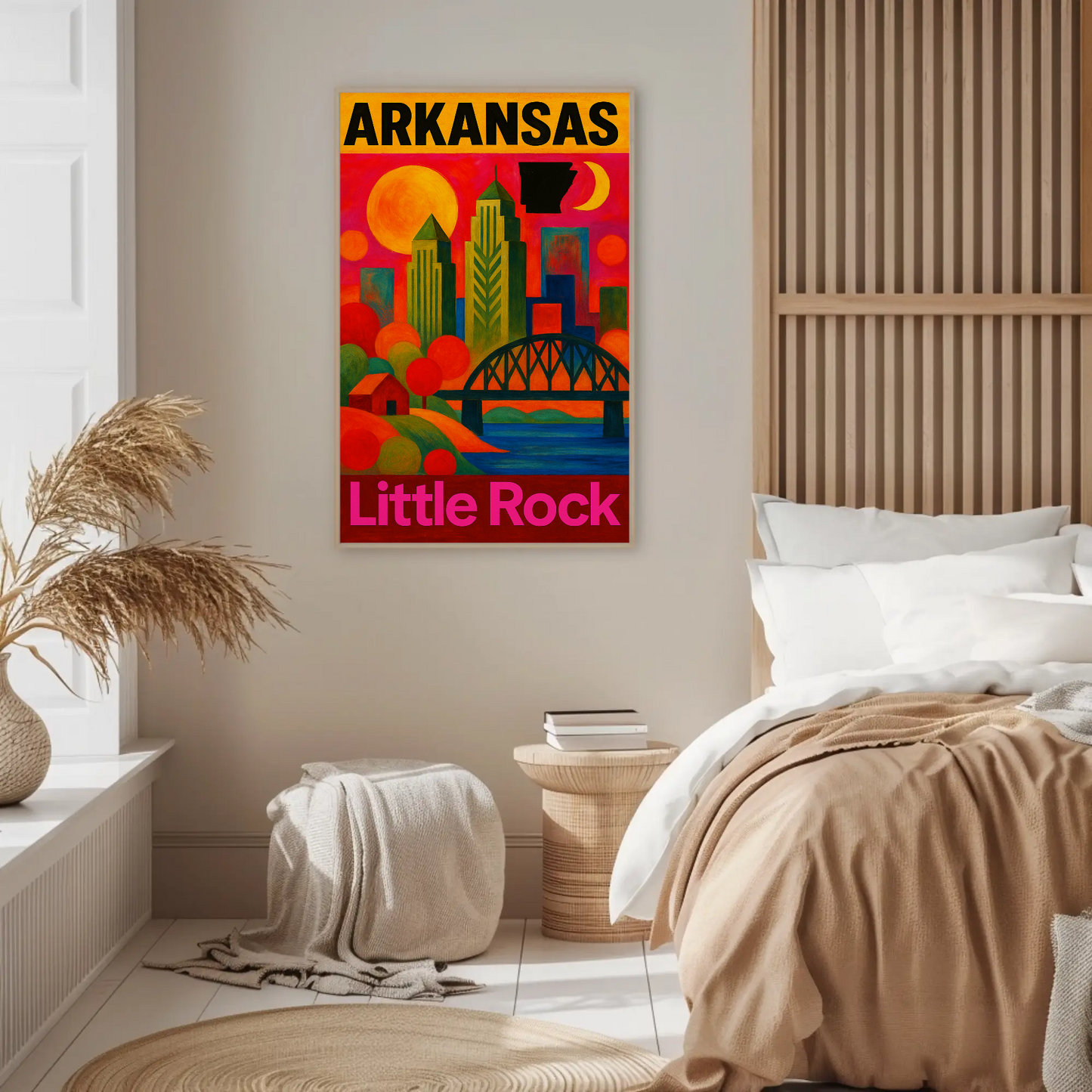 Arkansas Little Rock Skyline Vintage Travel Poster Art