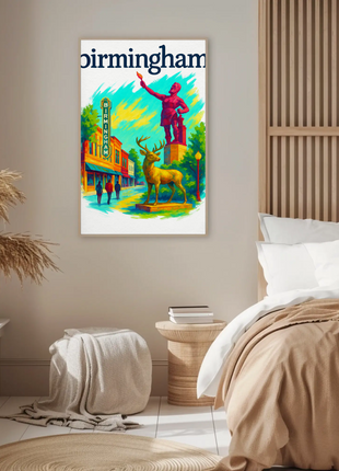 Birmingham Michigan Wall Art Vintage Travel Poster