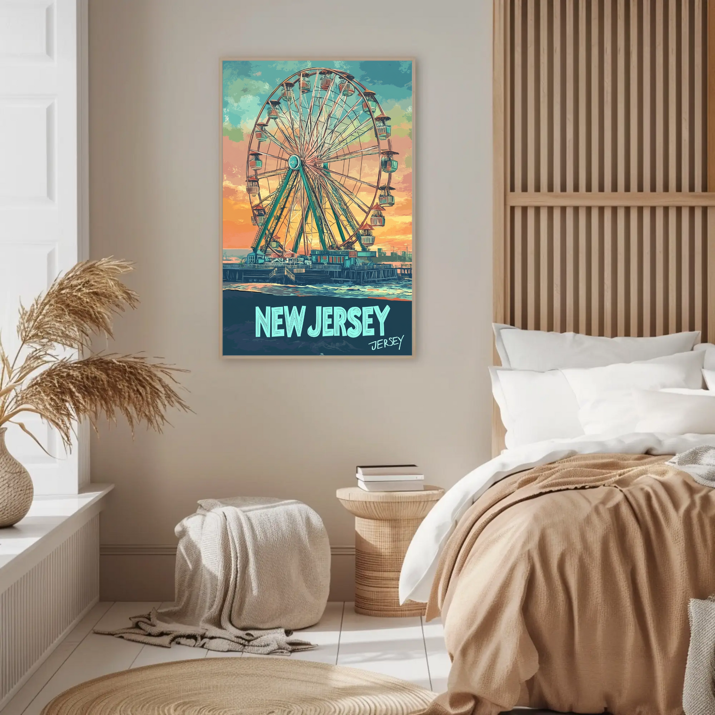 New Jersey Boardwalk Vintage Travel Poster