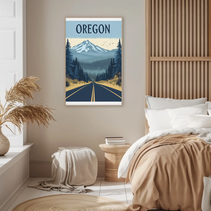 Oregon Road to the Mountains Vintage Travel Poster