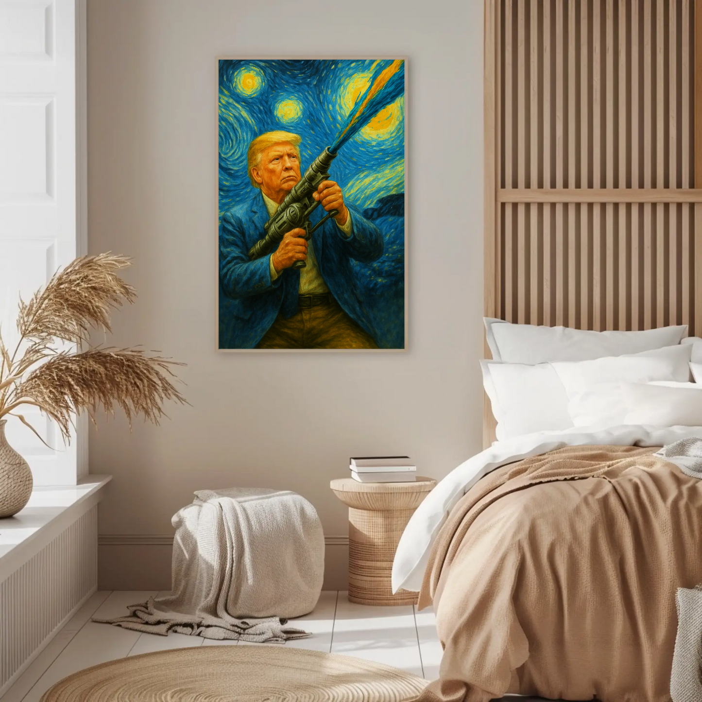 Donald Trump Starry Night Blaster Futuristic Action Vintage Travel Poster