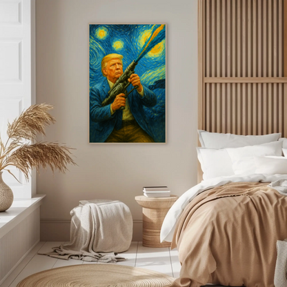 Donald Trump Starry Night Blaster Futuristic Action Vintage Travel Poster