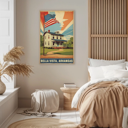 Bella Vista Arkansas Flag Home Vintage Travel Poster