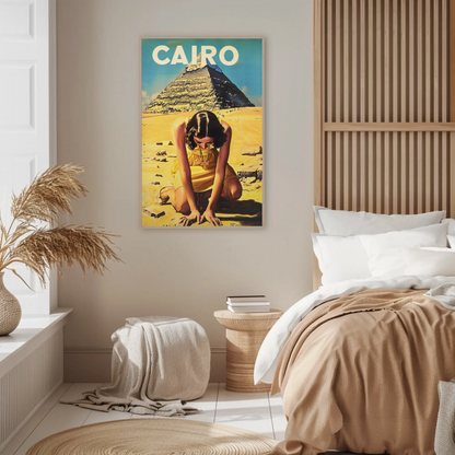 Cairo Egypt Pyramid Desert Woman Vintage Travel Poster