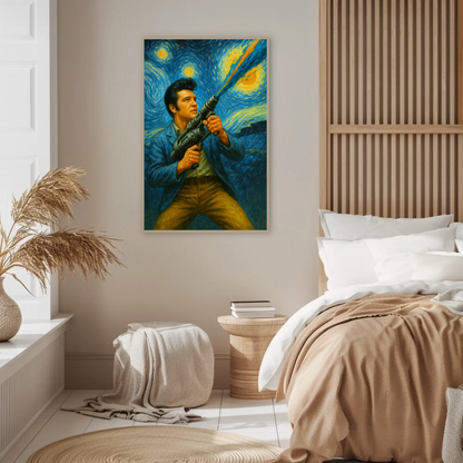Elvis Starry Night Warrior Strength In Stars Vintage Travel Poster