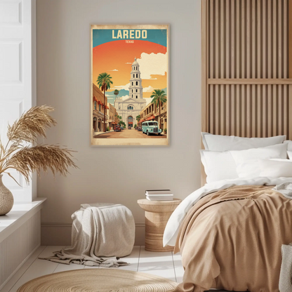 Laredo Texas Historic Tower Vintage Travel Poster