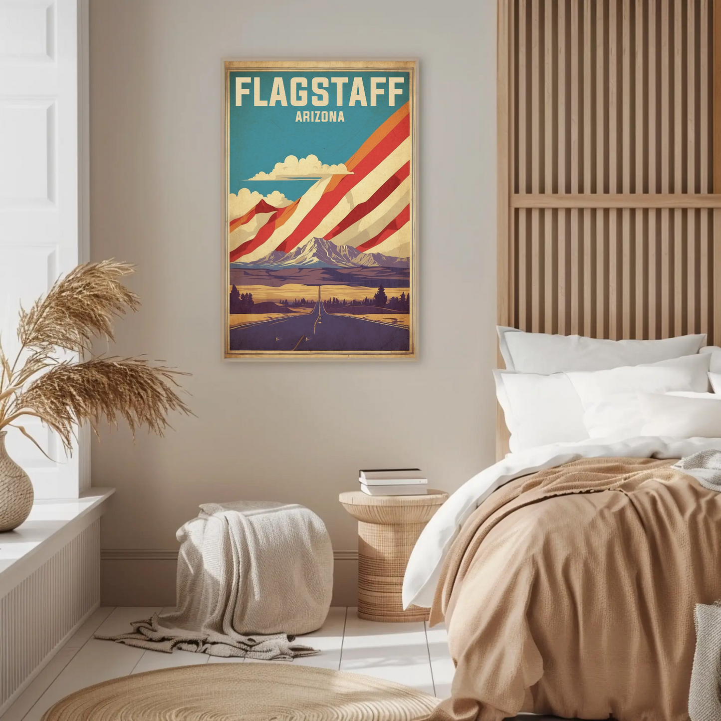 Flagstaff Arizona Mountains Roadscape Vintage Travel Poster