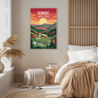 Vermont Vintage Poster - Sunset Valley