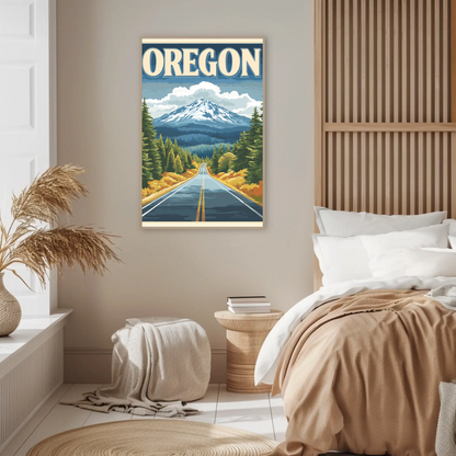 Oregon Vintage Poster - Scenic Mountain Road
