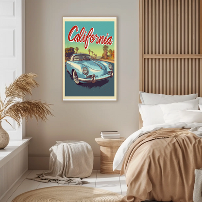 California Classic Car Vintage Poster
