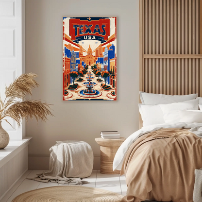 Texas USA Capitol Avenue Vintage Travel Poster
