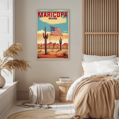 Maricopa Arizona Desert Flag Vintage Travel Poster
