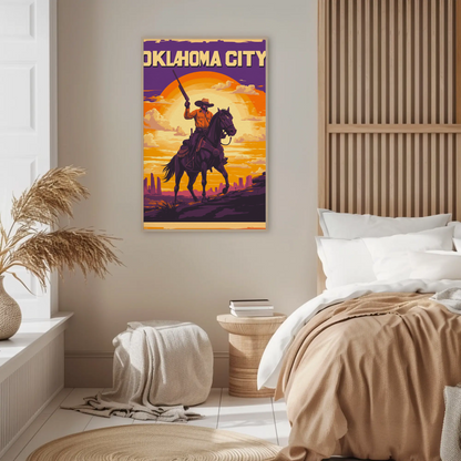Oklahoma City Cowboy Vintage Poster