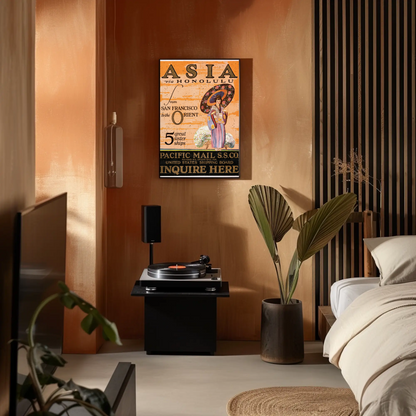 Asia via Honolulu - Pacific Mail Poster