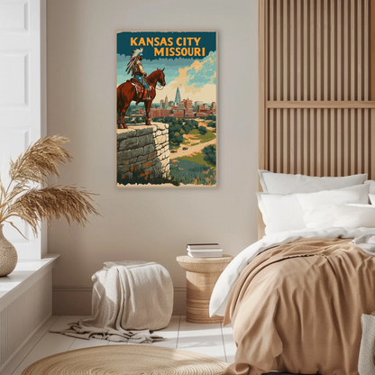 Kansas City Skyline Vintage Travel Poster
