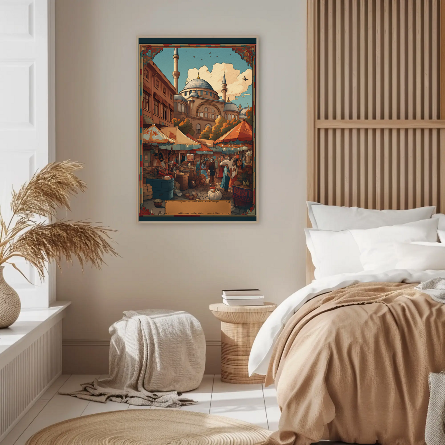 Turkish Market In Mosque Courtyard Vintage Travel Poster