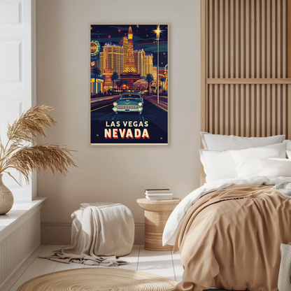 Vintage Poster Las Vegas Strip Classic Car
