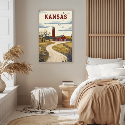 Kansas Prairie House Vintage Poster