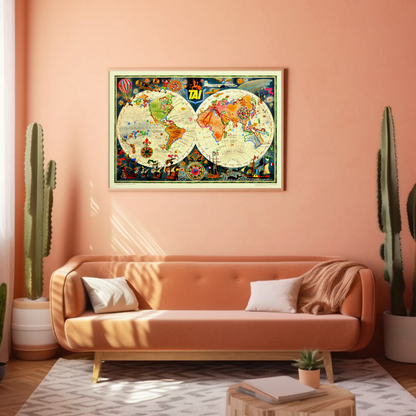 Vintage World Travel Map Poster
