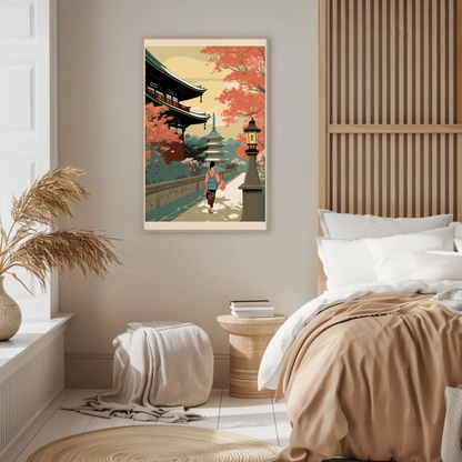 Vintage Poster Japan Temple Autumn