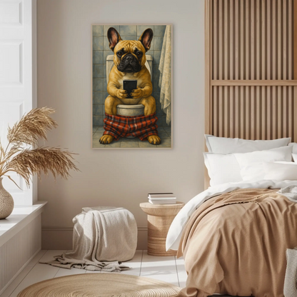 French Bulldog Pooping Vintage Poster