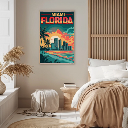 Miami Florida Sunset Vintage Poster