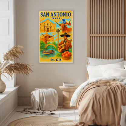 San Antonio Texas Poster With Alamo Vintage Travel Poster