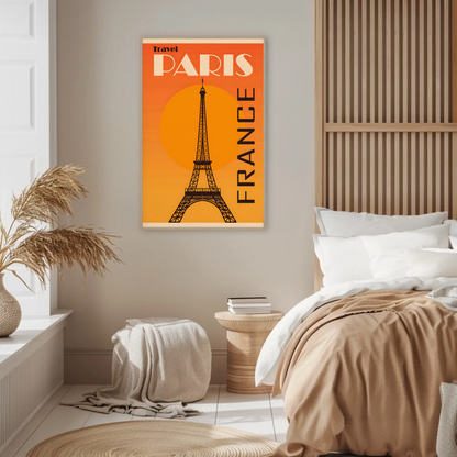 Travel Paris France Orange Eiffel Tower Poster