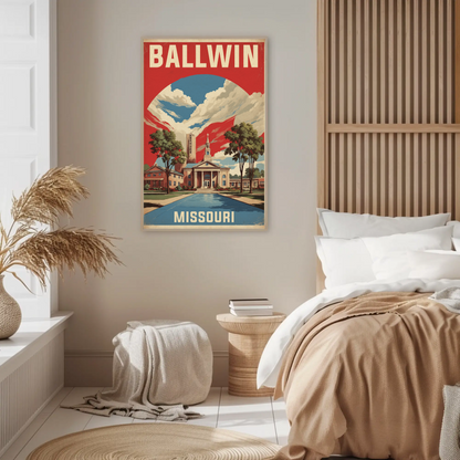 Ballwin Missouri Church Centerpiece Vintage Travel Poster