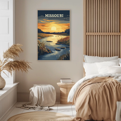 Missouri River Sunset Vintage Poster