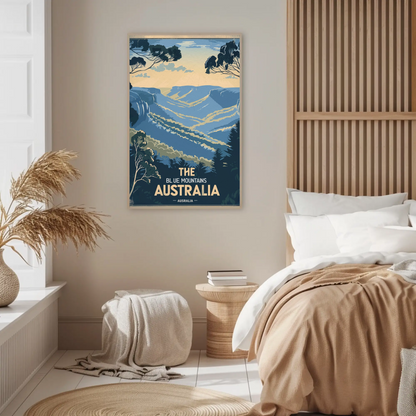 Blue Mountains Australia Vintage Travel Poster - Hills & Valleys