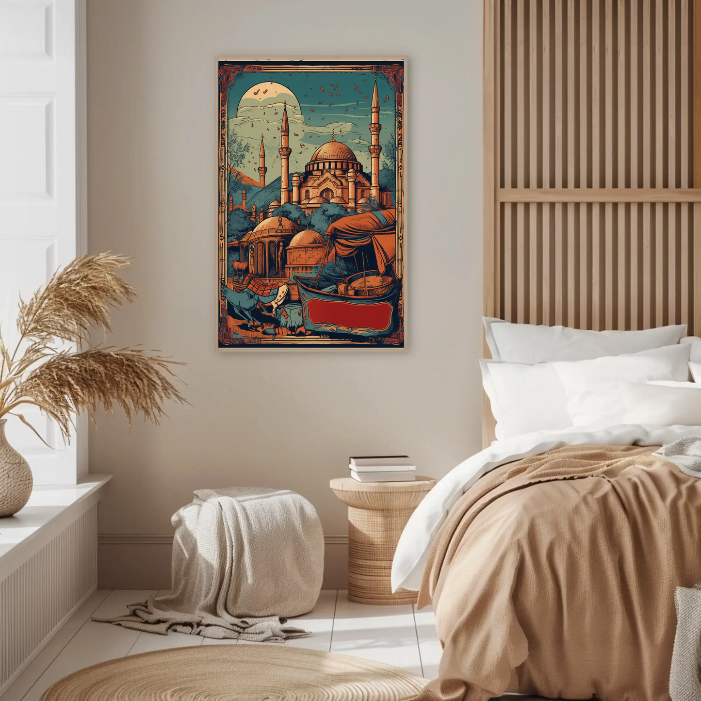 Sunlit Ottoman Mosque And Caravan Vintage Travel Poster