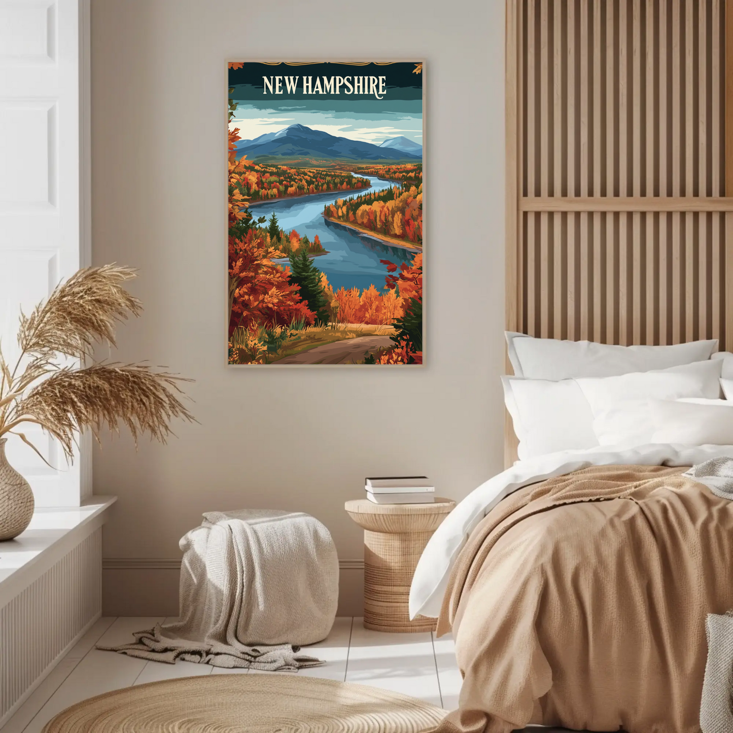 New Hampshire Autumn Vintage Style Poster