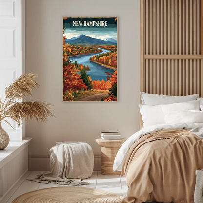 New Hampshire Autumn Vintage Style Poster
