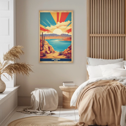 Lake Havasu Arizona Sunset Canyon Water View Vintage Travel Poster