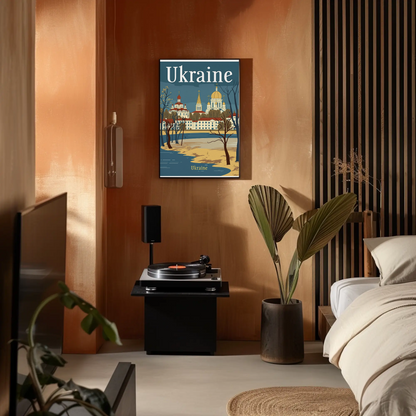 Ukraine Cityscape Vintage Poster