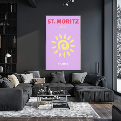 St Moritz Chic Sun Graphic Retro Travel Poster