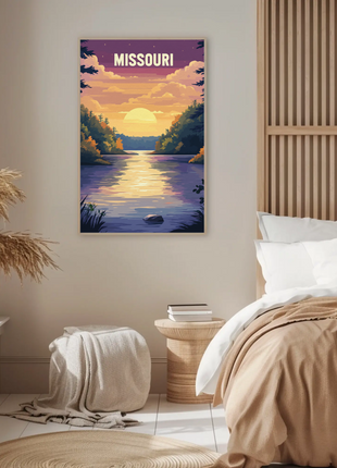 Missouri Vintage Poster - Sunset River Scene