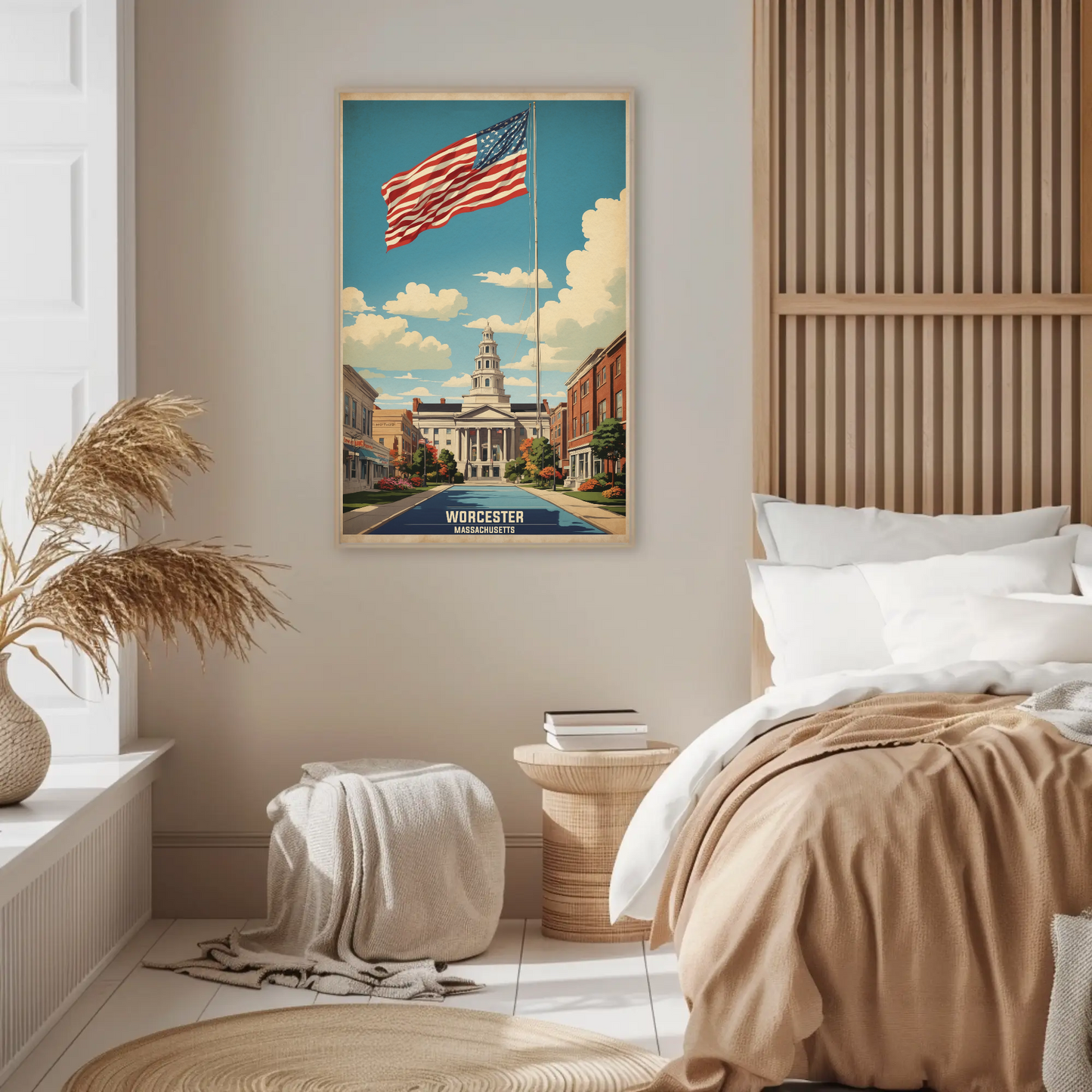 Worcester Massachusetts Grand Civic Pride Vintage Travel Poster