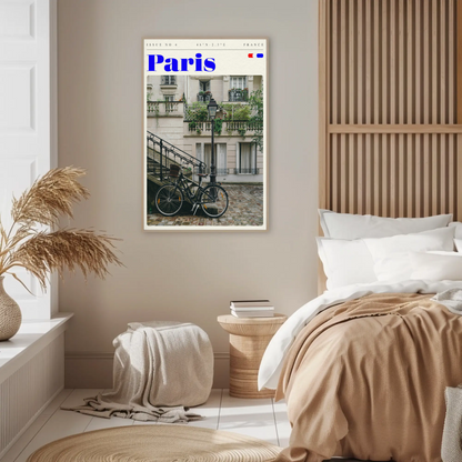 Parisian Street Bike Scene Vintage Travel Poster