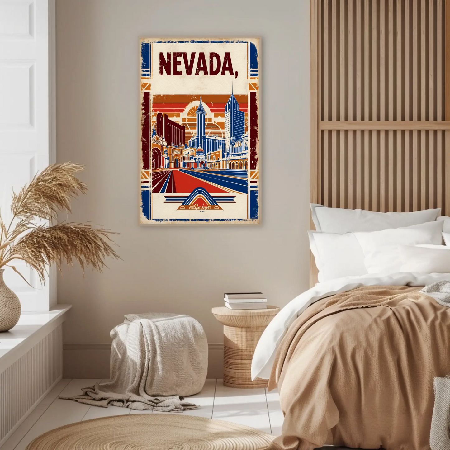 Nevada USA Desert Skyline Retro Vintage Travel Poster