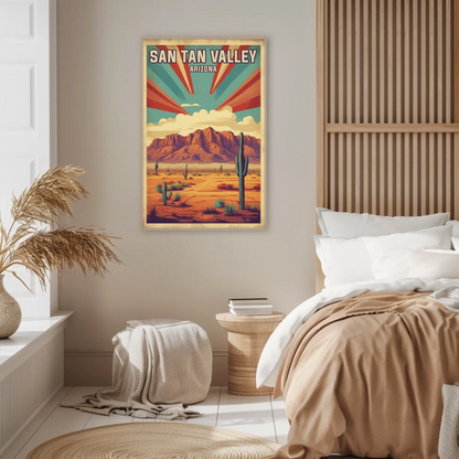 San Tan Valley Arizona Sunset Desert Vintage Travel Poster